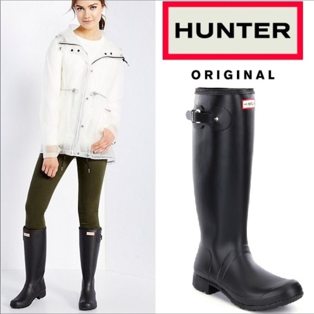 Hunter Black Tall Rain Boots 7 NEW